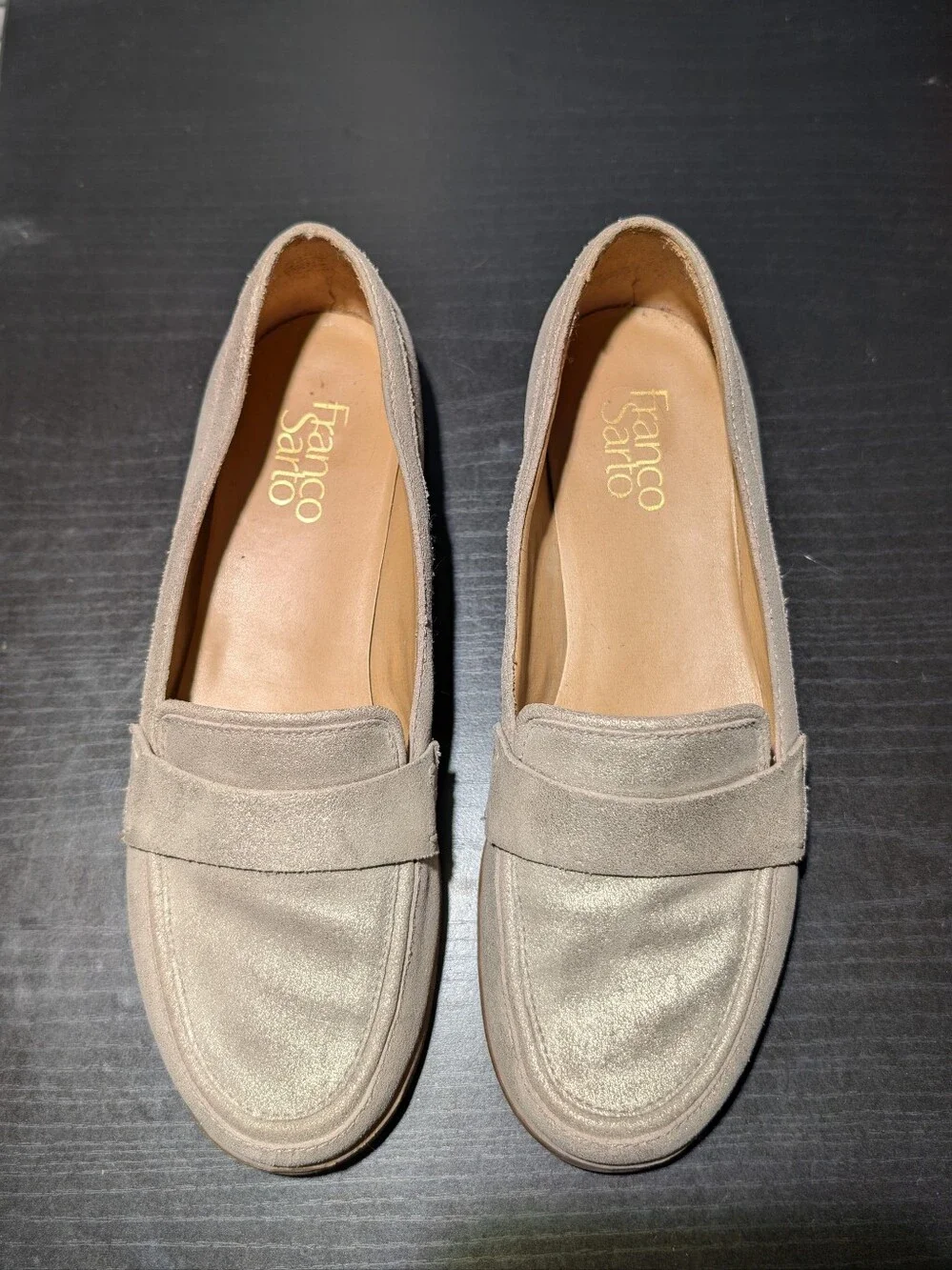 Franco Sarto Taupe Suede Penny Loafers - Women